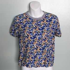 TIMING FLORAL Cropped Sleeve Top SIZE M